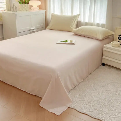 Cream-colored solid color brush fabric duvet cover from decorbites™ 4-piece bedding set with smooth texture and subtle sheen