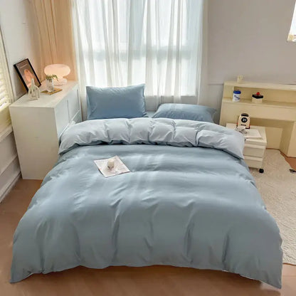 Decorbites™ solid color brush fabric light blue duvet cover set with smooth satin-like finish 4 pieces