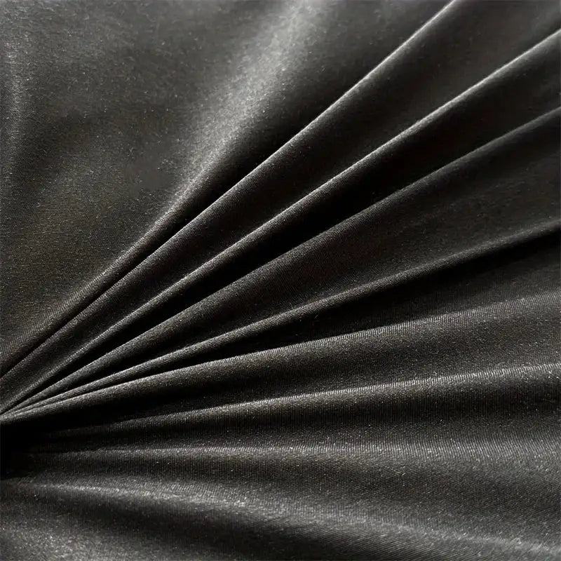 Black satin fabric with smooth glossy finish and subtle sheen in decorbites duvet cover set for elegant bedding