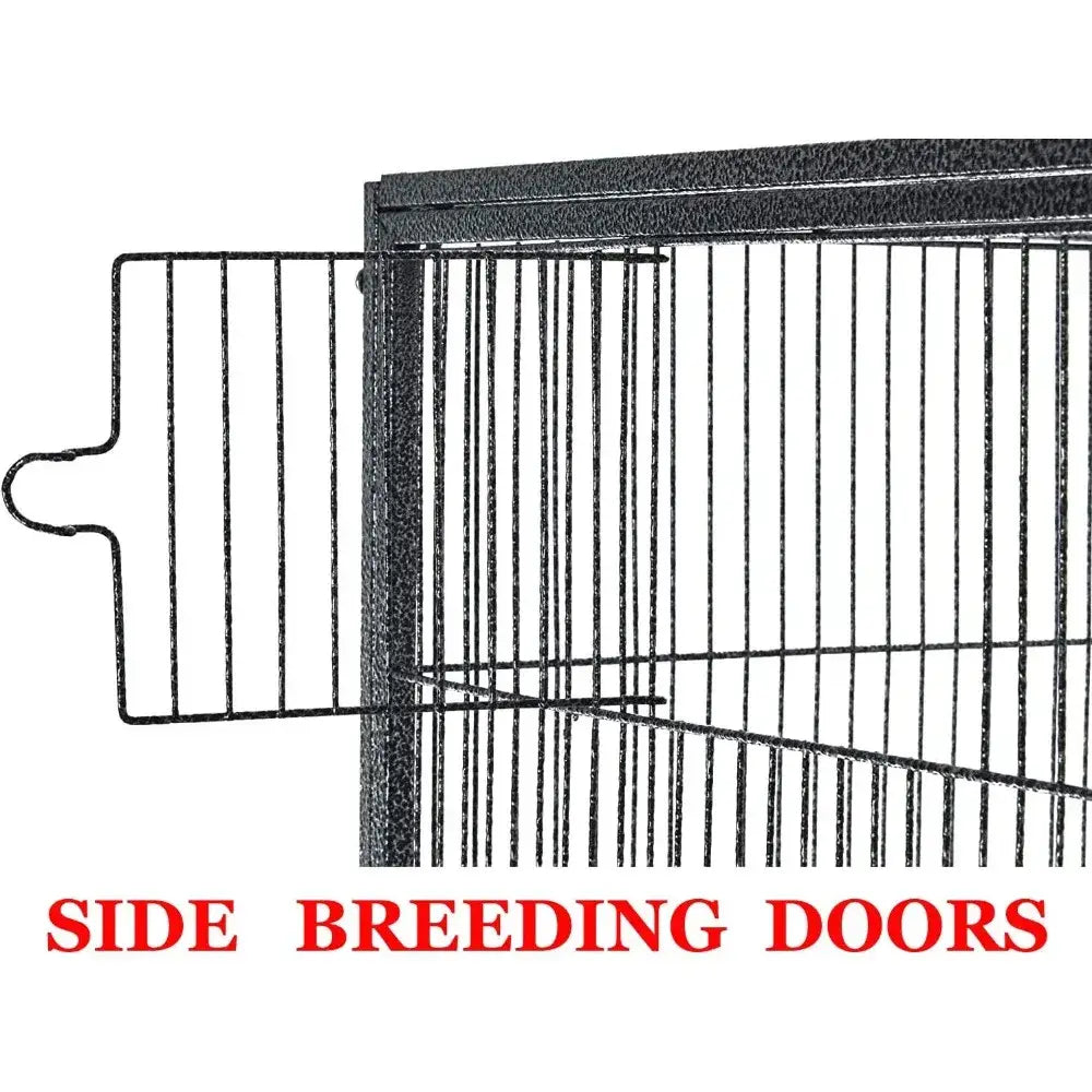 Black metal side breeding door for decorbites spacious double bird cage made of wrought iron with breeding nest doors