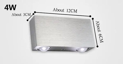 Silver rectangular led wall sconces with two circular bulbs and brushed metal finish from decorbites sphera wall collection