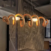 Decorbites™ spiral 2-head rope pendant island light in black with exposed edison bulbs for dining room lighting