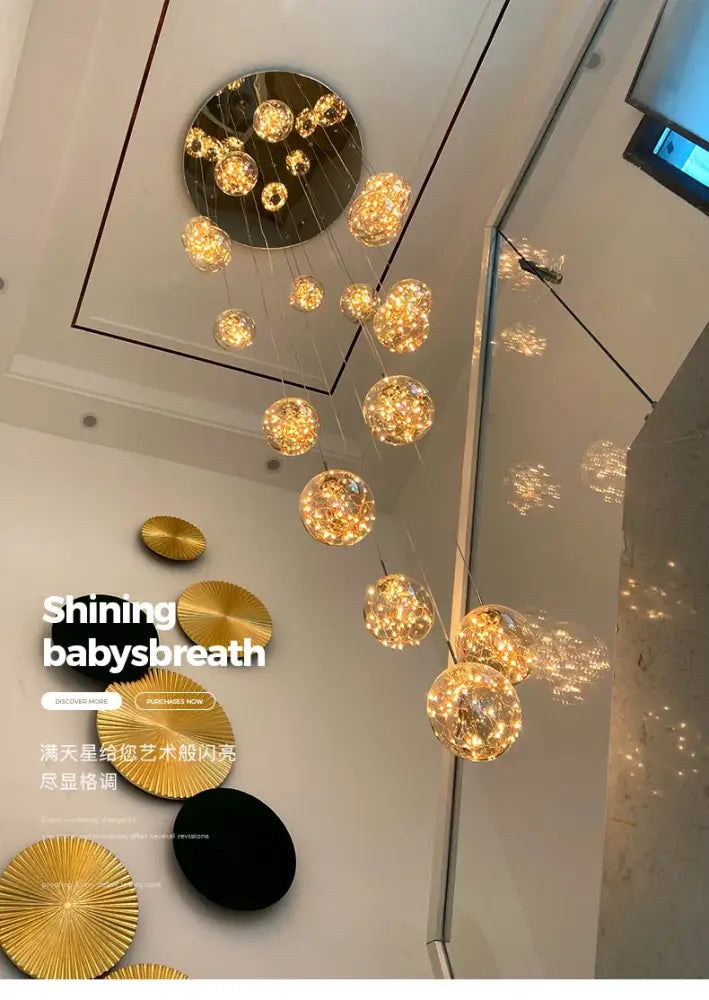 Decorbites spiral crystal ball chandelier light featuring a golden spherical ball chandelier with sparkling crystals
