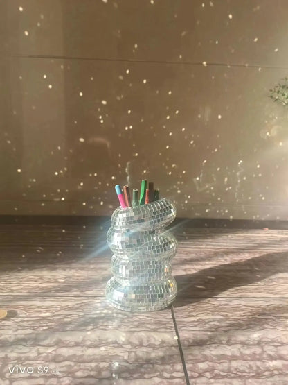 Spiral Mosaic Vase for Creative Flower Arrangements - Silver - Vase