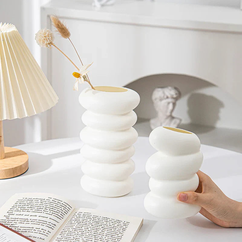 Spiral White Vase for Home Decoration - white - Vase