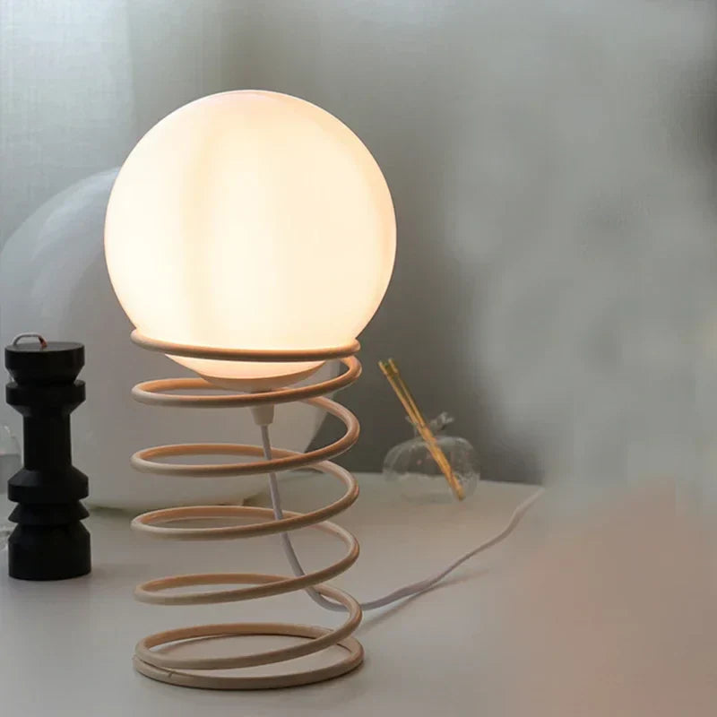 Spring Glass Table Lamp Bauhaus Furniture - Cream