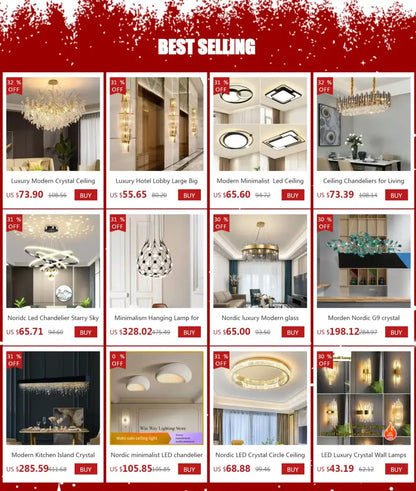 Luxury modern crystal ceiling led chandelier with clear crystals and gold accents for living room starry sky decor
