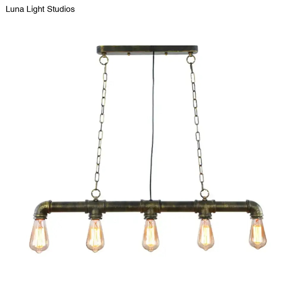 Decorbites steampunk island pendant with 5 lights features a dark brass pipe frame and e26 e27 led incandescent bulbs