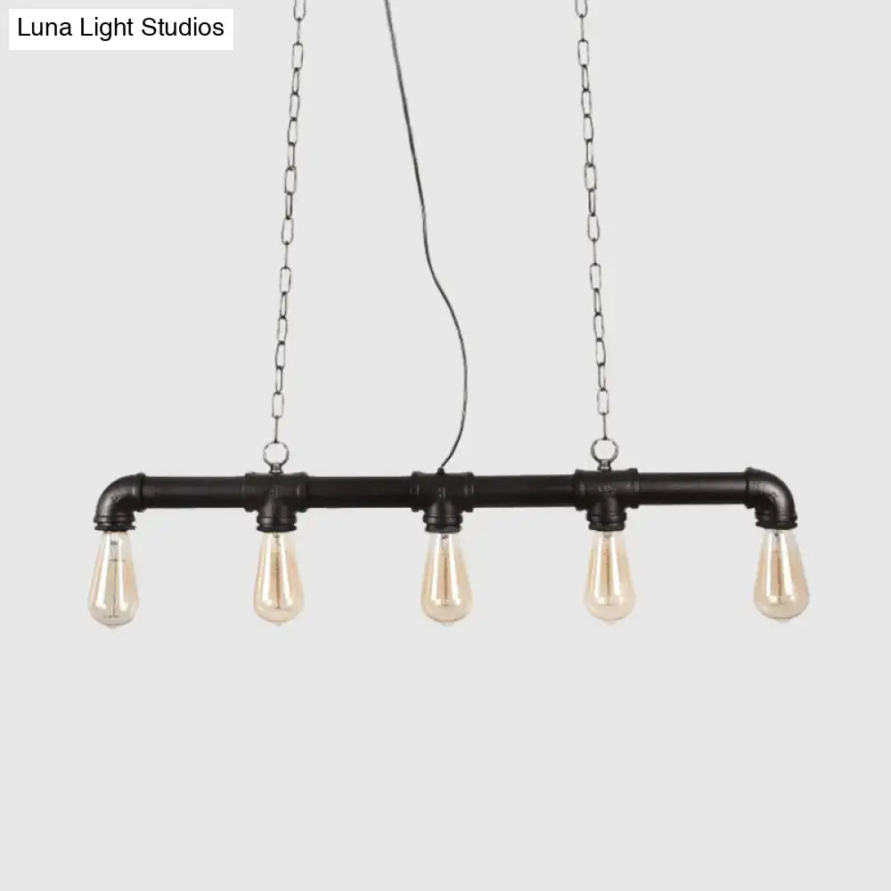 Decorbites steampunk island pendant with four black industrial-style e26 e27 exposed filament led incandescent bulbs