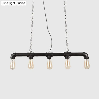 Decorbites steampunk island pendant with four black industrial-style e26 e27 exposed filament led incandescent bulbs