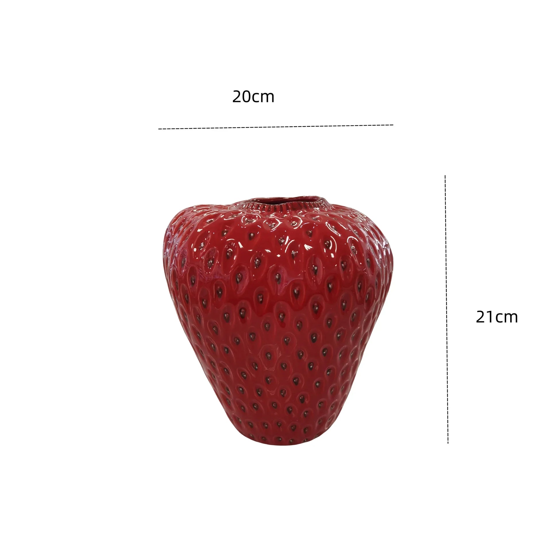 Strawberry Cartoon Ceramic Vase for Kids Room - Red L - Vase