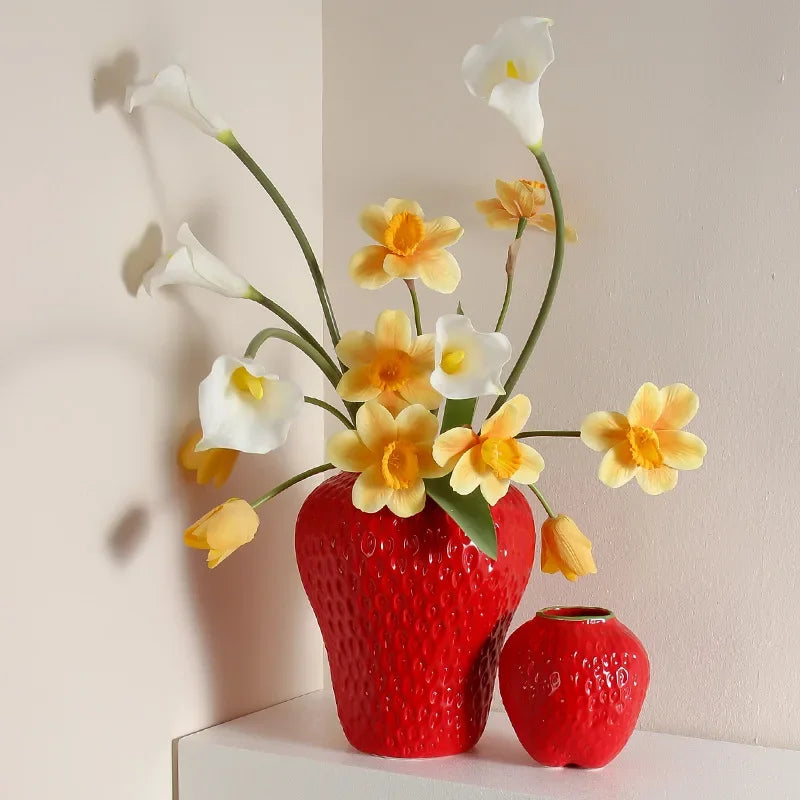 Strawberry Cartoon Flower Vase for Home Décor - Vase