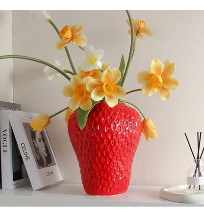Strawberry Cartoon Flower Vase for Home Décor - Vase