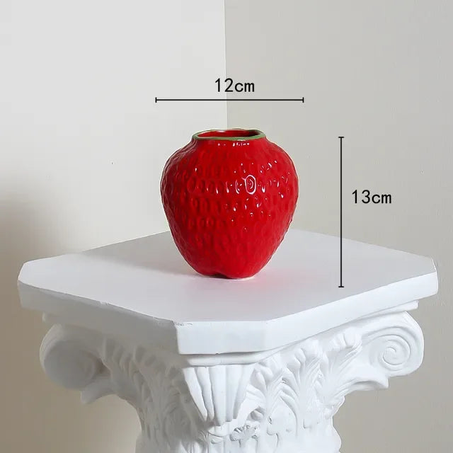 Strawberry Cartoon Flower Vase for Home Décor - RED-S / CHINA - Vase