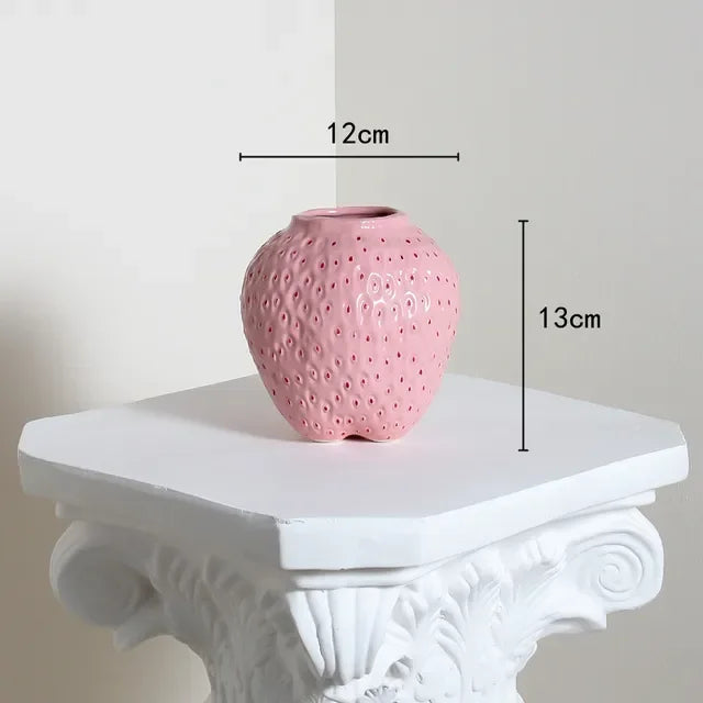 Strawberry Cartoon Flower Vase for Home Décor - PINK-S / CHINA - Vase
