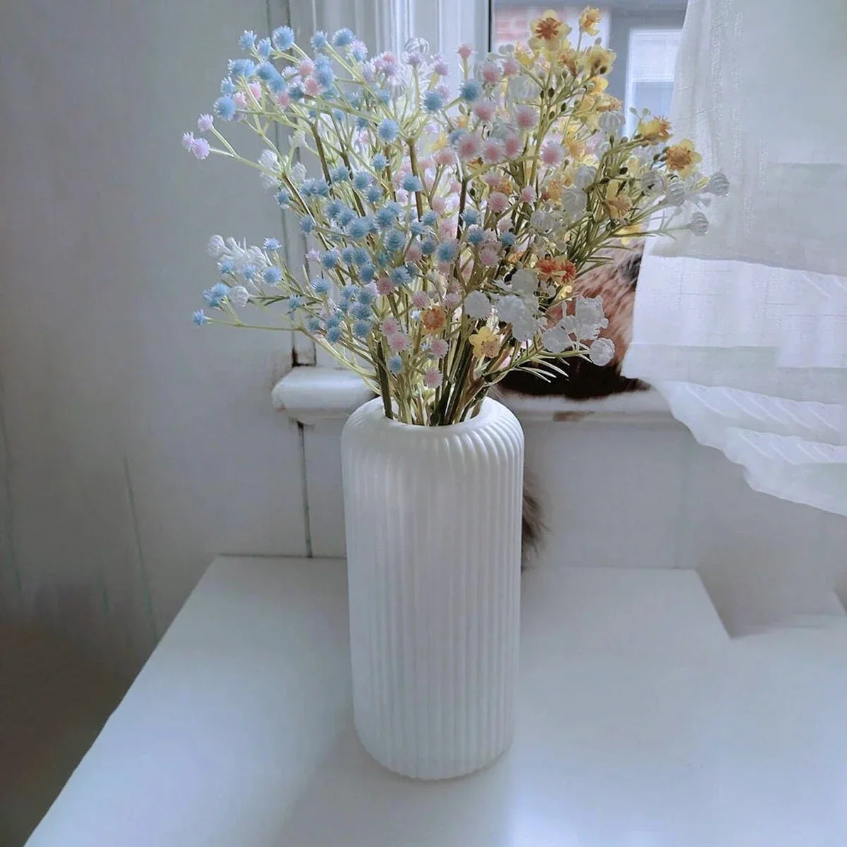 Striped Plastic Vase for Flowers - Vase