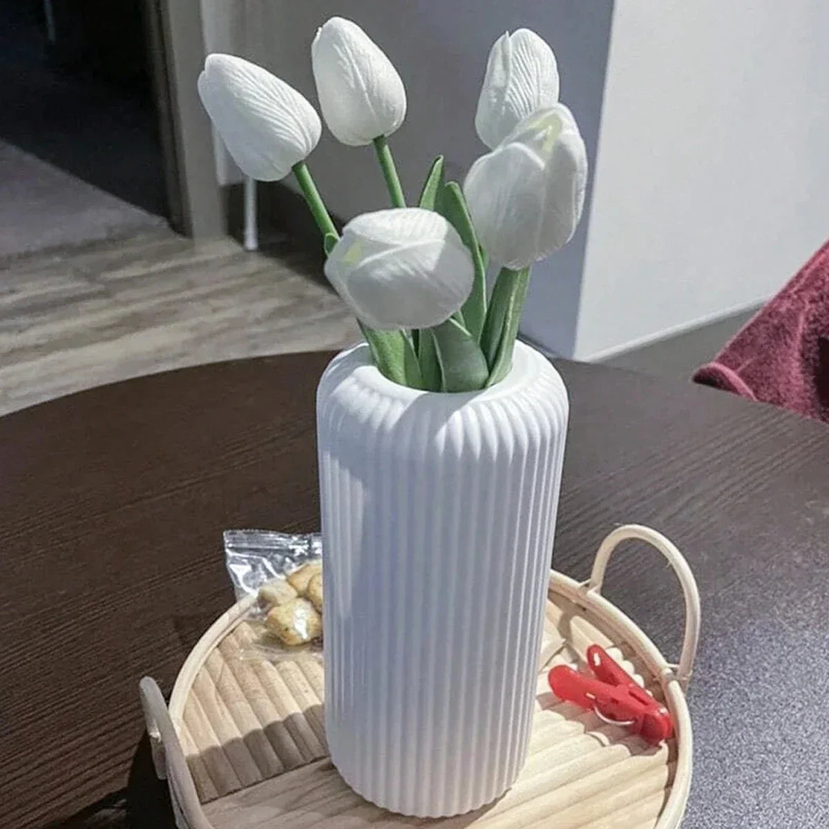 Striped Plastic Vase for Flowers - Vase