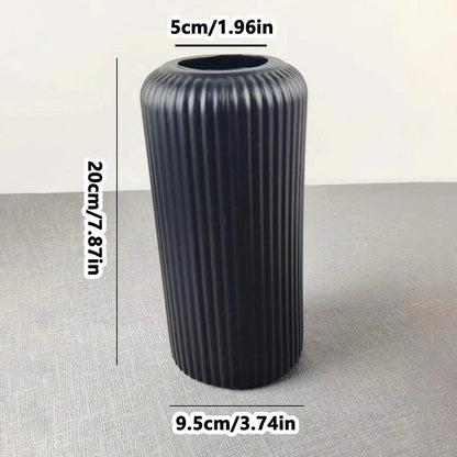 Striped Plastic Vase for Flowers - black - Vase