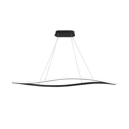 Modern black and white aluminum leaf led island light with a sleek curved design for dining room décor by DecorBites