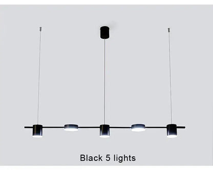 Decorbites™ stylish led chandelier with five black cylindrical bulbs suspended from a sleek horizontal bar for home decor