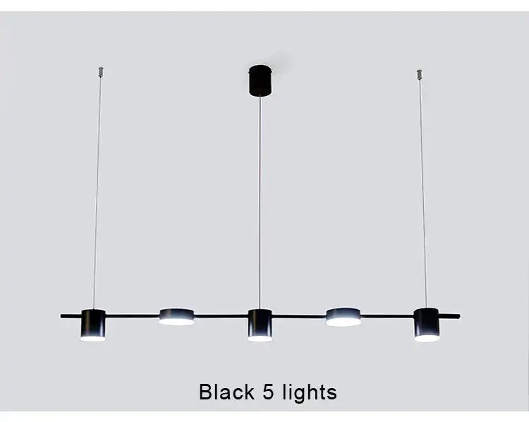 Decorbites™ stylish led chandelier with five black cylindrical bulbs suspended from a sleek horizontal bar for home decor