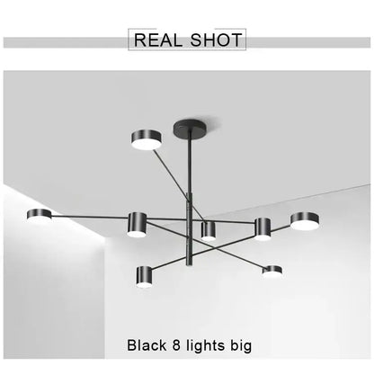 Black decorbites™ stylish led chandelier with eight cylindrical lights in geometric pattern for home decor lighting