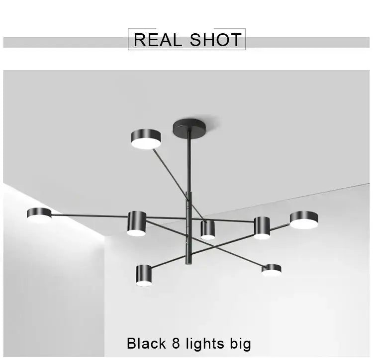 Black decorbites™ stylish led chandelier with eight cylindrical lights in geometric pattern for home decor lighting