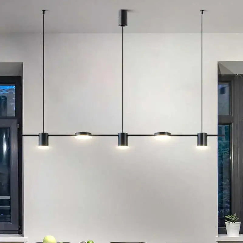 Modern black cylindrical led chandelier with sleek minimalist design for stylish home decor by decorbites