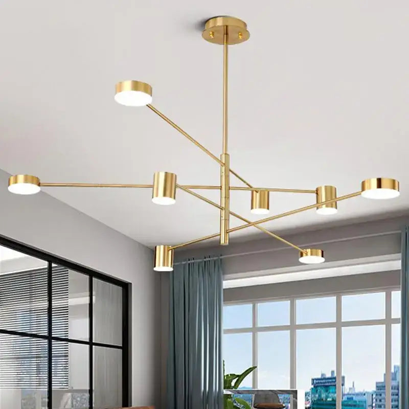 Modern gold-toned decorbites™ stylish led chandelier with cylindrical light fixtures for elegant home decor lighting