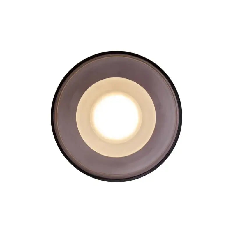 DecorBites™ stylish led wall lamp with circular recessed design, black trim, and dark gray frosted glass diffuser