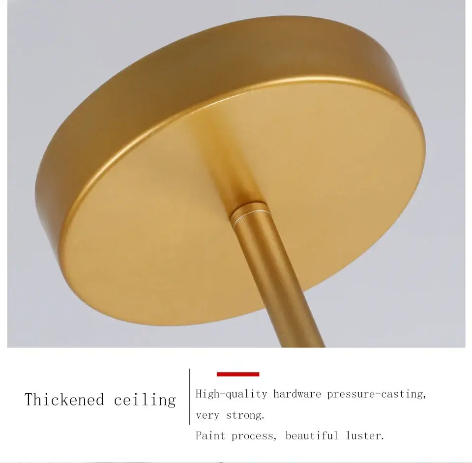 DecorBites™ stylish nordic modern chandelier ceiling mount in gold with sleek metallic finish and sturdy cylindrical stem