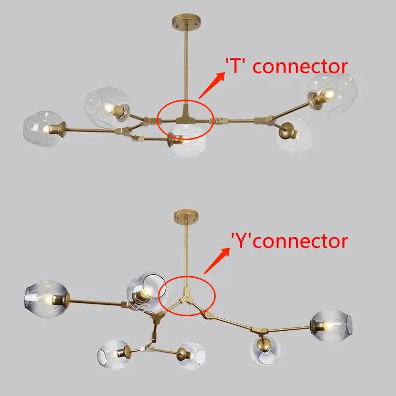 Modern chandelier brass stylish nordic chandelier with clear glass globe shades for living room and dining area