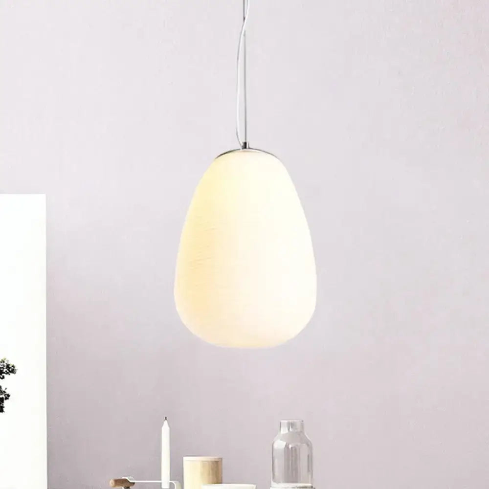 Decorbites™ stylish nordica pendant light with teardrop frosted opal glass shade and chrome suspension chain for office and kitchen island