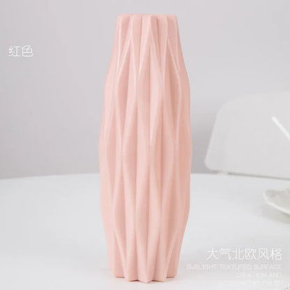 Stylish Nordic Plastic Flower Vase Home Decor - 3219 pink / CHINA - Vase