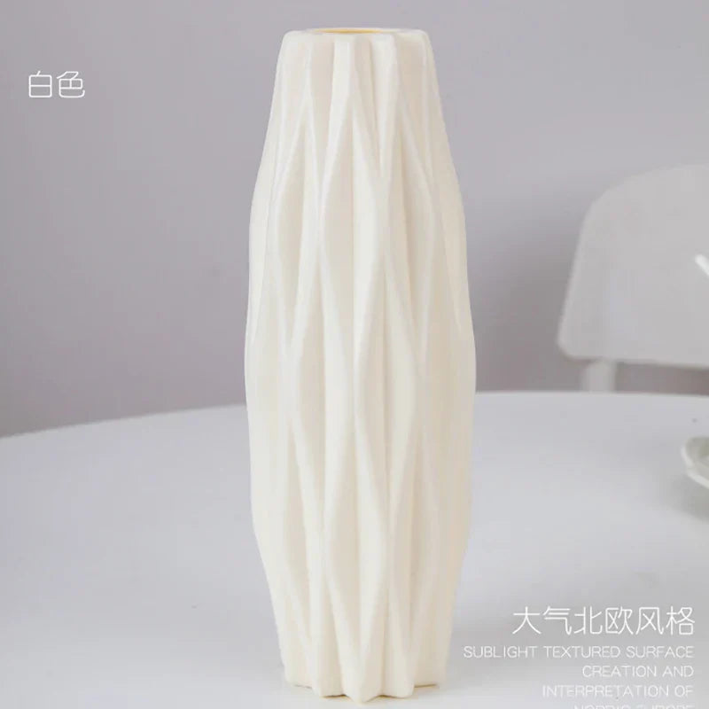 Stylish Nordic Plastic Flower Vase Home Decor - 3219 white / CHINA - Vase