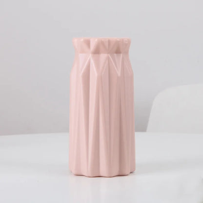 Stylish Nordic Plastic Flower Vase Home Decor - 3501 pink / CHINA - Vase