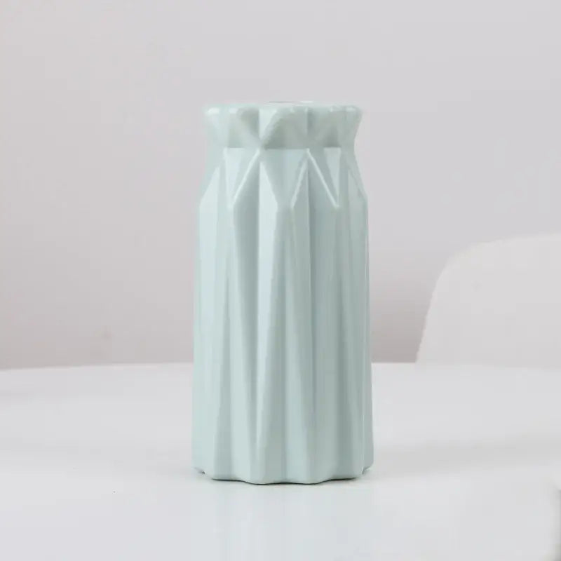Decorbites™ stylish nordic plastic flower vase in light mint green with a sleek geometric ceramic design