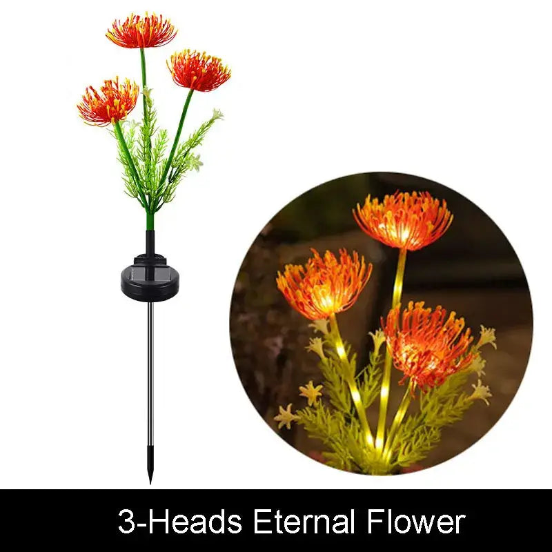 DecorBites™ sunflower solar garden lights with bright orange blooms and green foliage on black stake for solar lawn decor