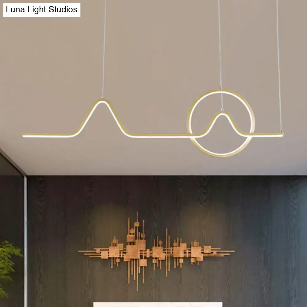 Decorbites sunrise mountains pendant island light with modern gold-toned led and abstract wave design for dining room