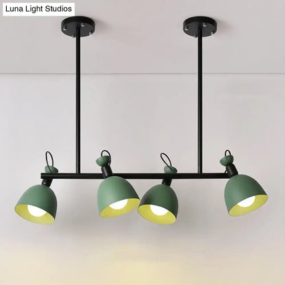 Modern DecorBites swivelable macaron island pendant light with four matte green shades and black metal arms for dining room 110v-120v