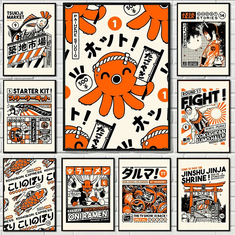 ’Takoyaki Ramen Canvas Wall Art Decor’ - Posters