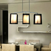 Decorbites traditional black pendant light with three rectangle fabric shades and e26 e27 warm diffused lighting