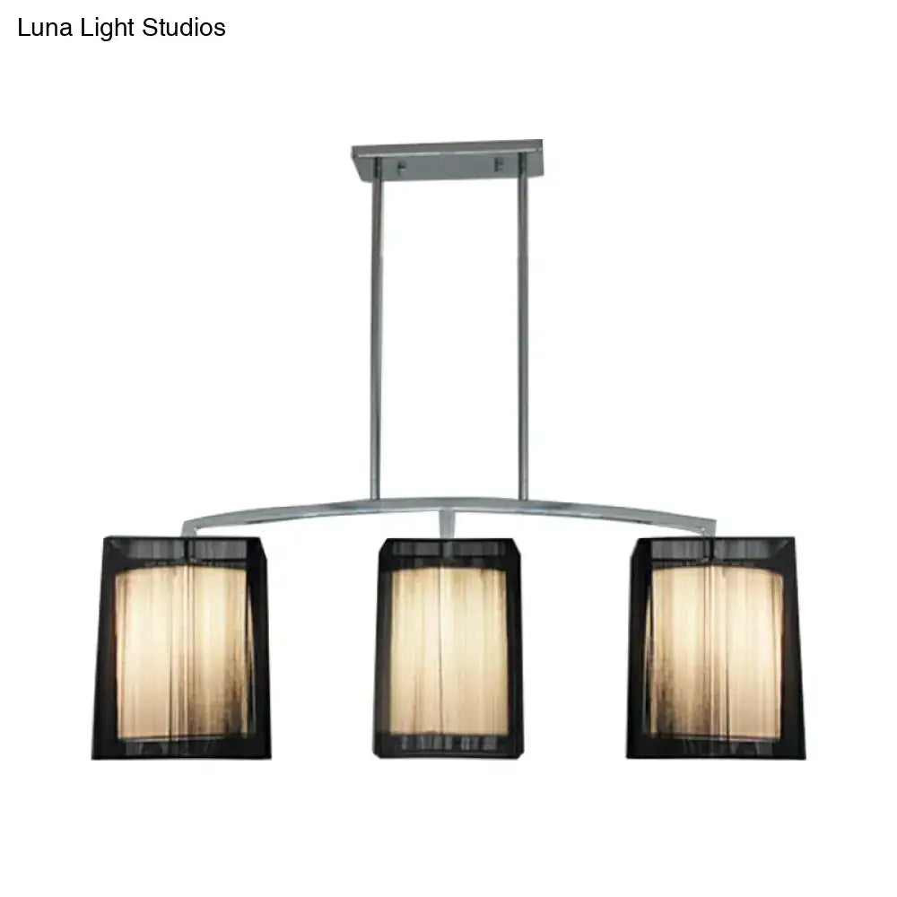 Decorbites traditional black 3-light pendant light with rectangle fabric shade and e26 e27 bulbs for dining room