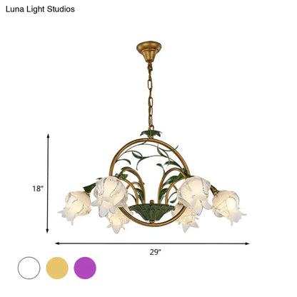 Decorbites traditional floral ceiling chandelier with six hanging led incandescent fluorescent e12 e14 glass shades in white yellow purple