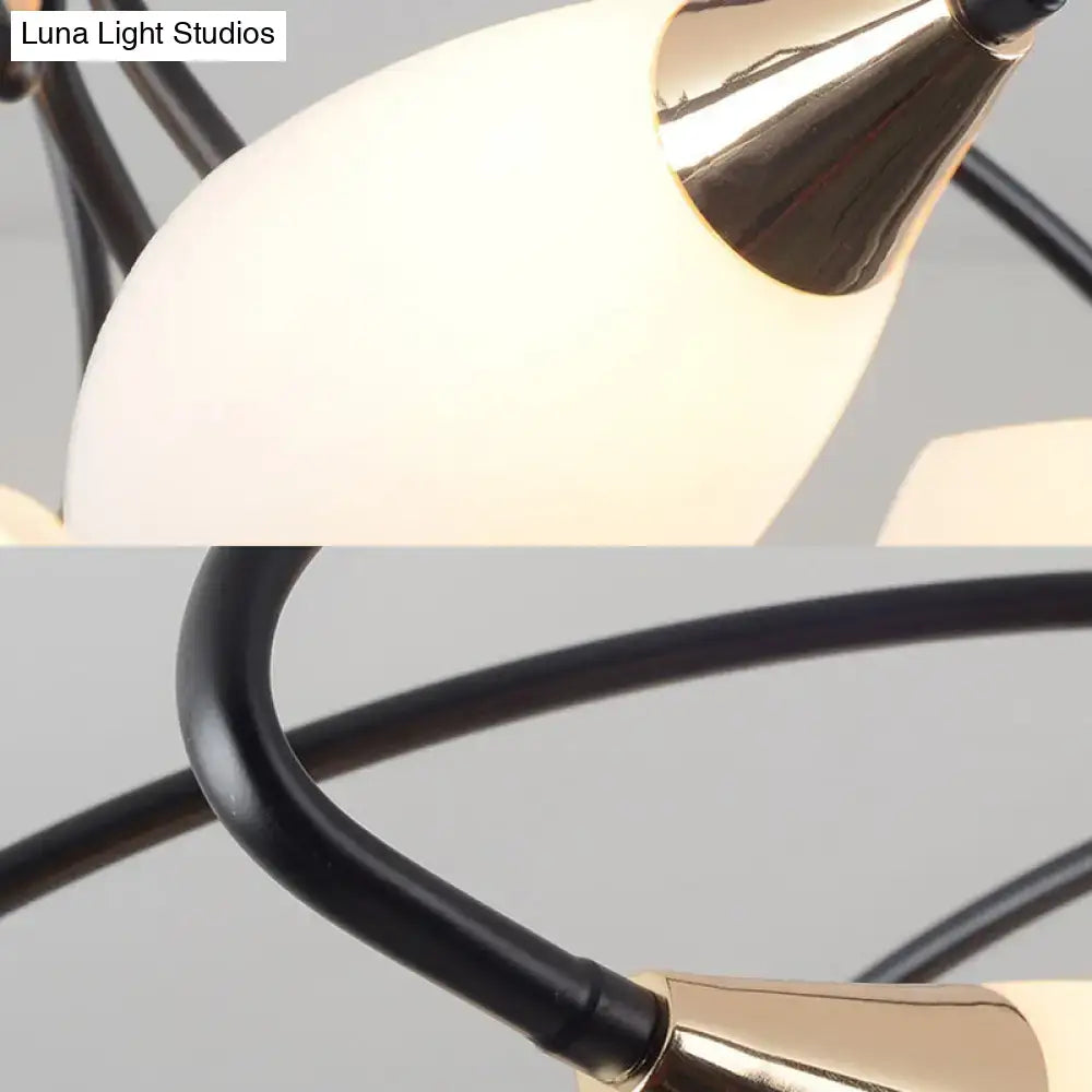 White glass decorbites traditional oval white semi flush mount ceiling light with frosted glass and black metal frame