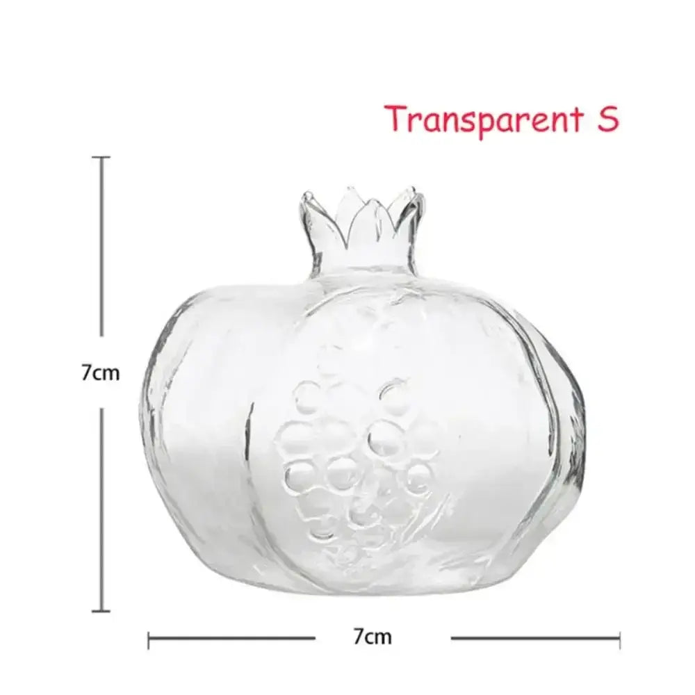 DecorBites™ transparent glass pomegranate-shaped vase with crown top and embossed seed detail for avocado seed starter