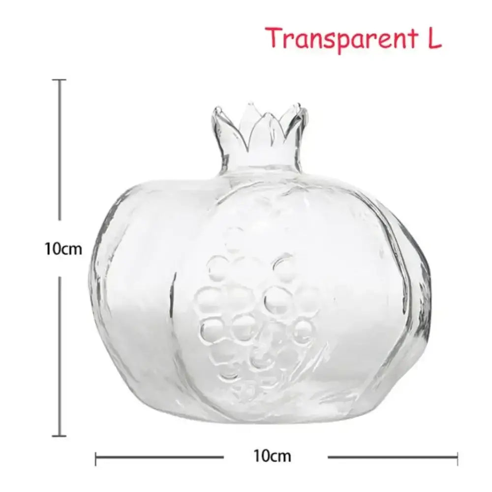 DecorBites™ transparent glass pomegranate-shaped vase with embossed grape design and crown top for avocado seed starter