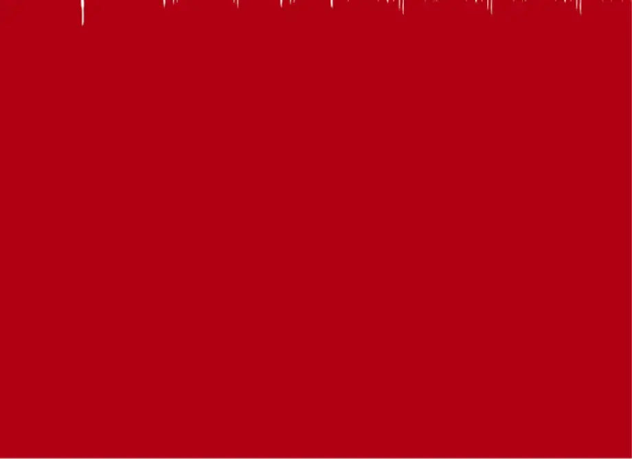 Solid crimson red background with subtle white dripping texture behind the transparent nordic vase for plants and flowers