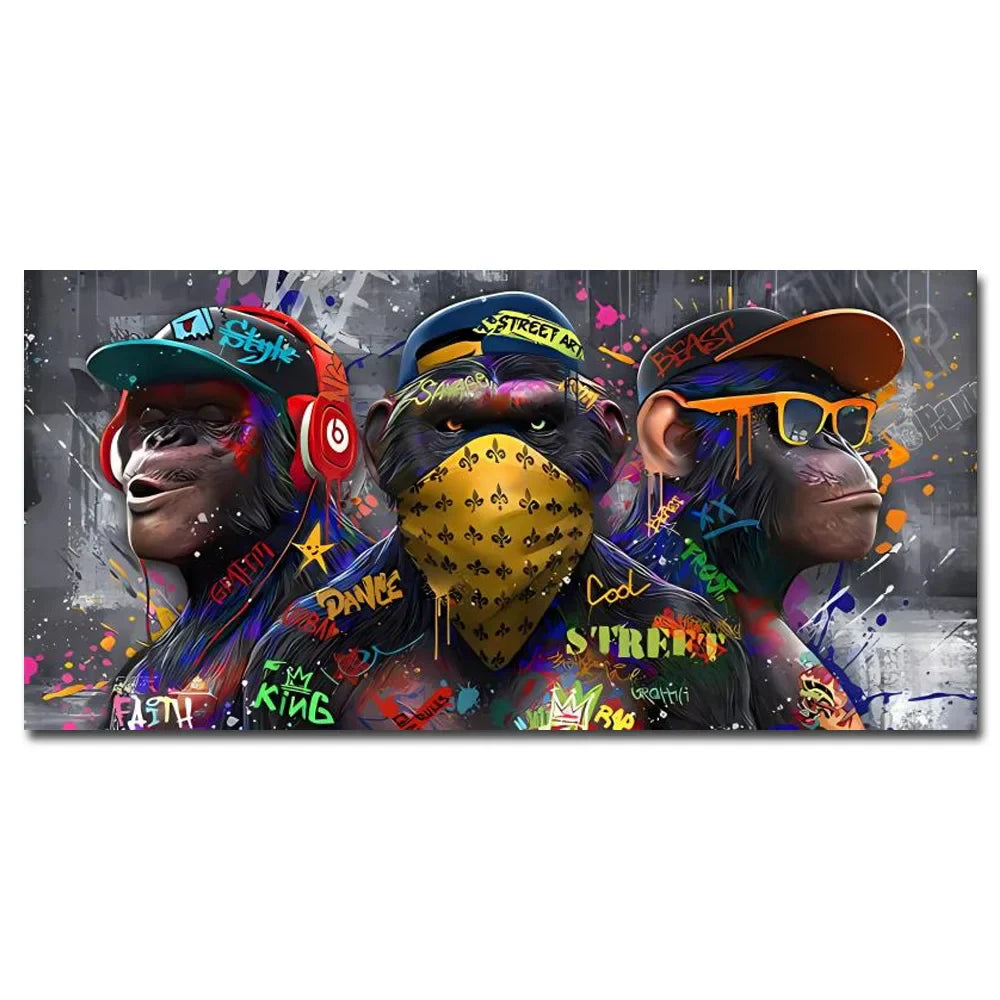 Trendy Orangutans Wall Art Print - As shown / 20x40cm Unframed - Posters