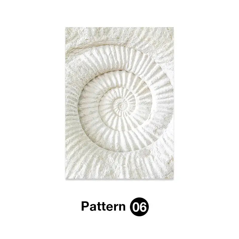 Decorbites™ tropical ocean shell wall art featuring white textured shell wall with detailed spiral design for living room